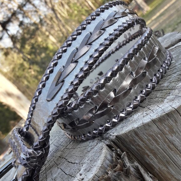 Genuine Leather Vintage Belt Metallic Woven Braid main image 8